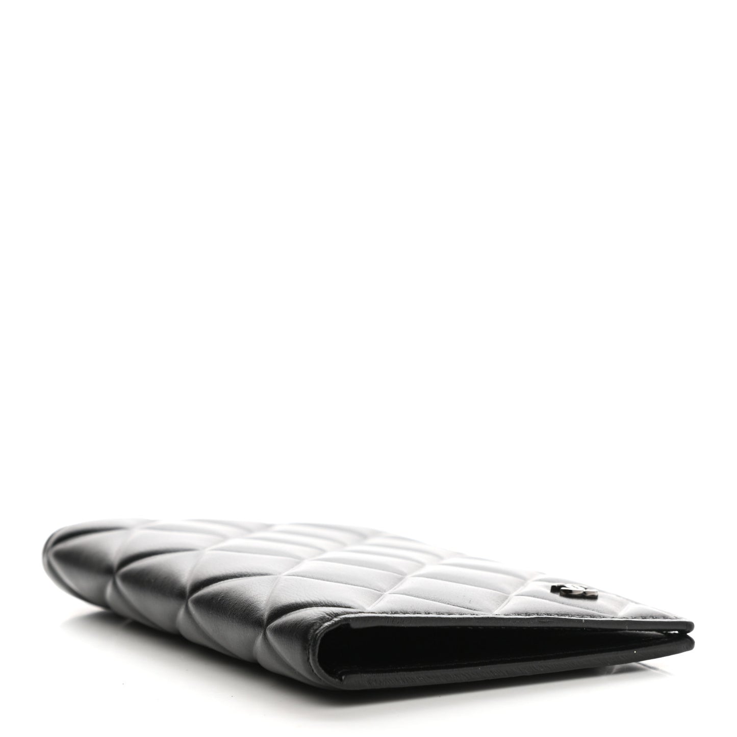 Calfskin Quilted Passport Holder Black