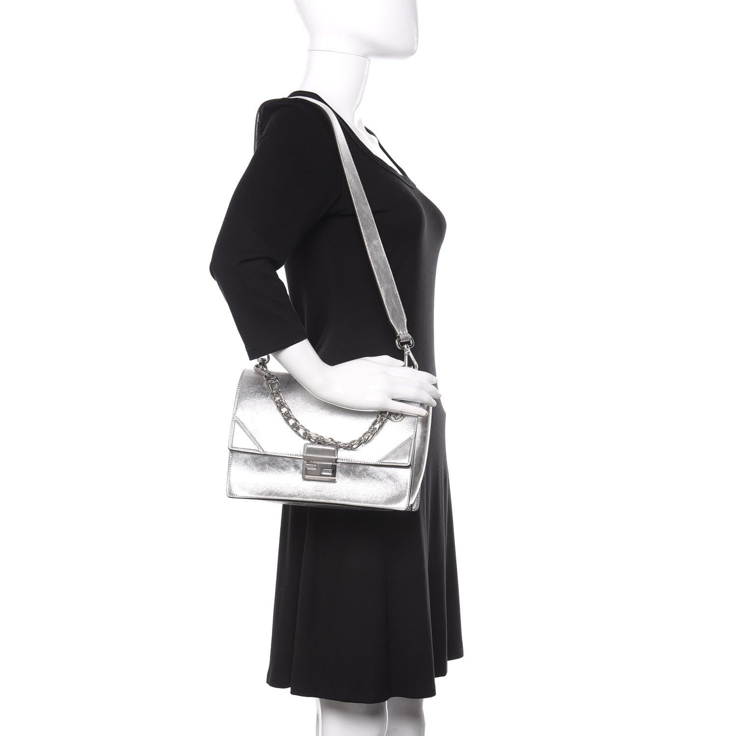 Fendi Vitello Catalan Mirror F is Fendi Kan U Shoulder Bag Argento 2 of 12