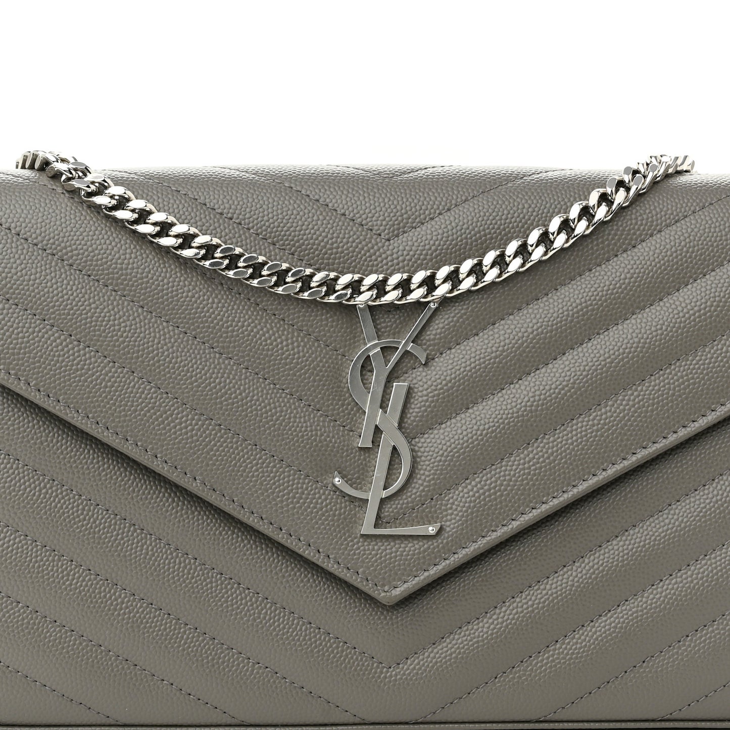 Grain De Poudre Matelasse Chevron Monogram Chain Wallet Asphalt