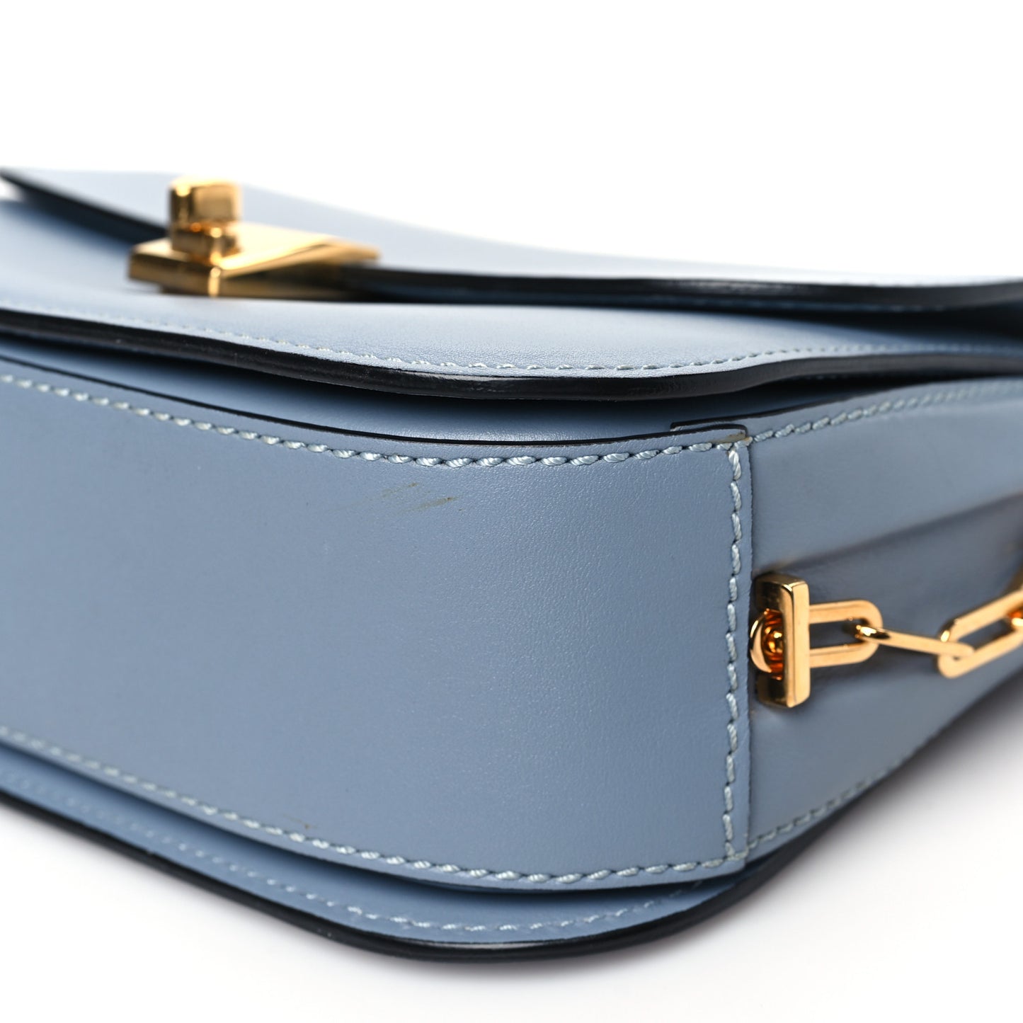 Vitello Chain Flap Bag Aqua
