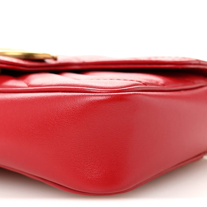 Gucci Calfskin Matelasse Super Mini GG Marmont Shoulder Bag Hibiscus Red 10 of 10