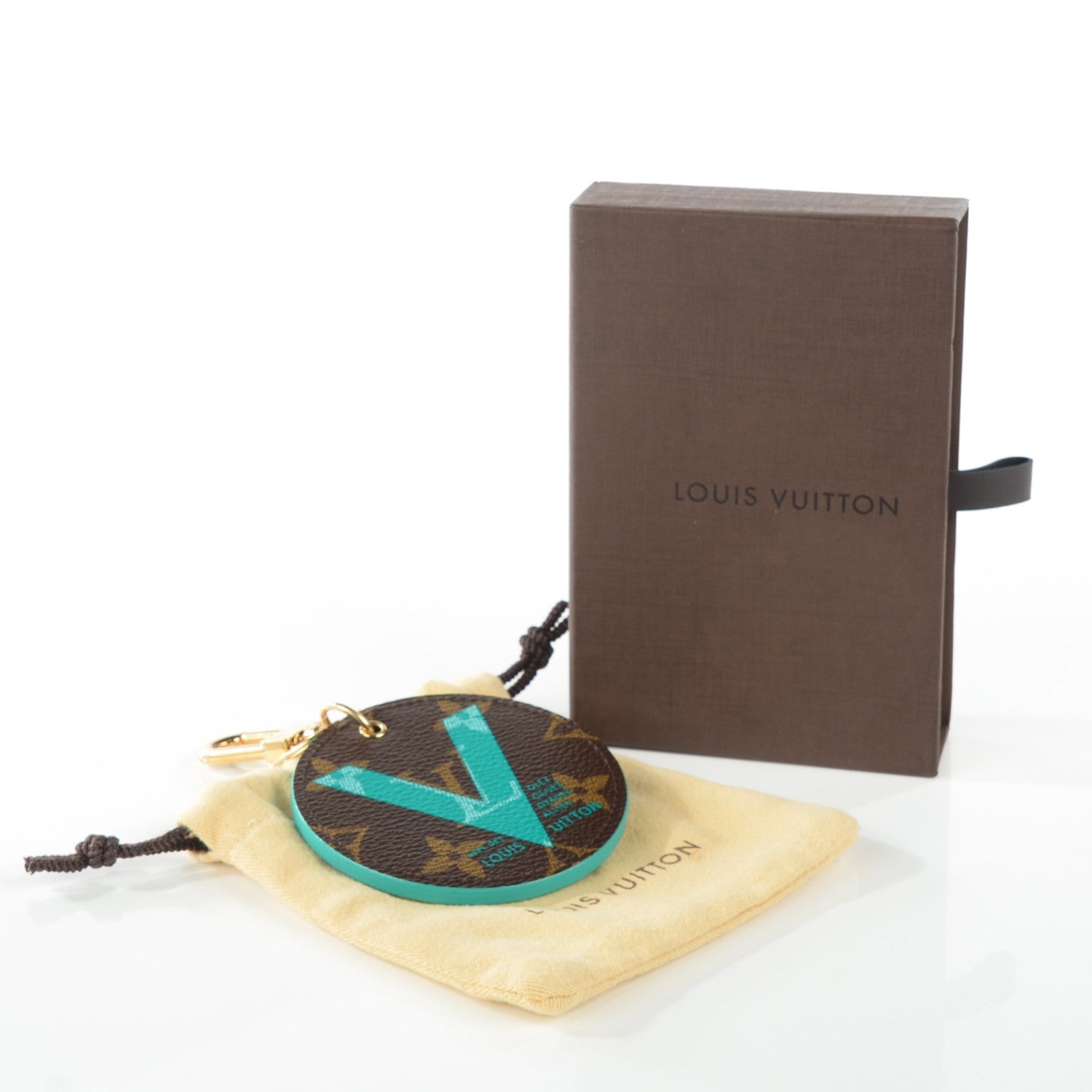 Louis Vuitton Monogram Illustre V Bag Charm Key Ring Turquoise 4 of 6