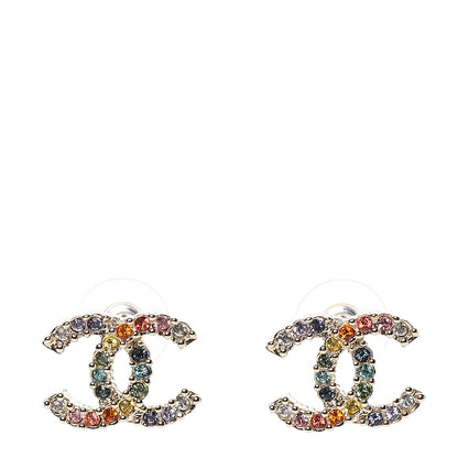 Chanel Crystal Over The Rainbow CC Earrings Gold Multicolor 1 of 5