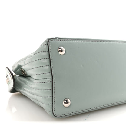 Fendi Shiny Nappa Trapuntata Small DotCom Click Top Handle Chain Satchel Light Blue 8 of 9