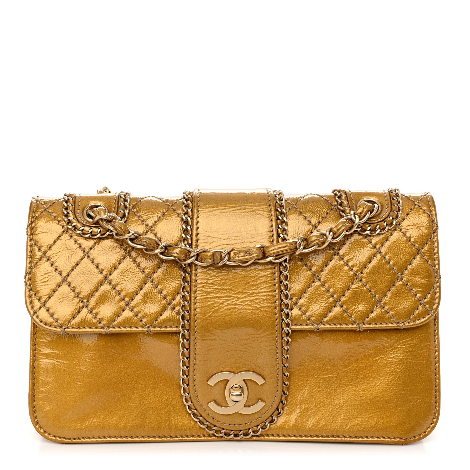 Chanel Patent Medium Madison Flap Gold 1 of 13