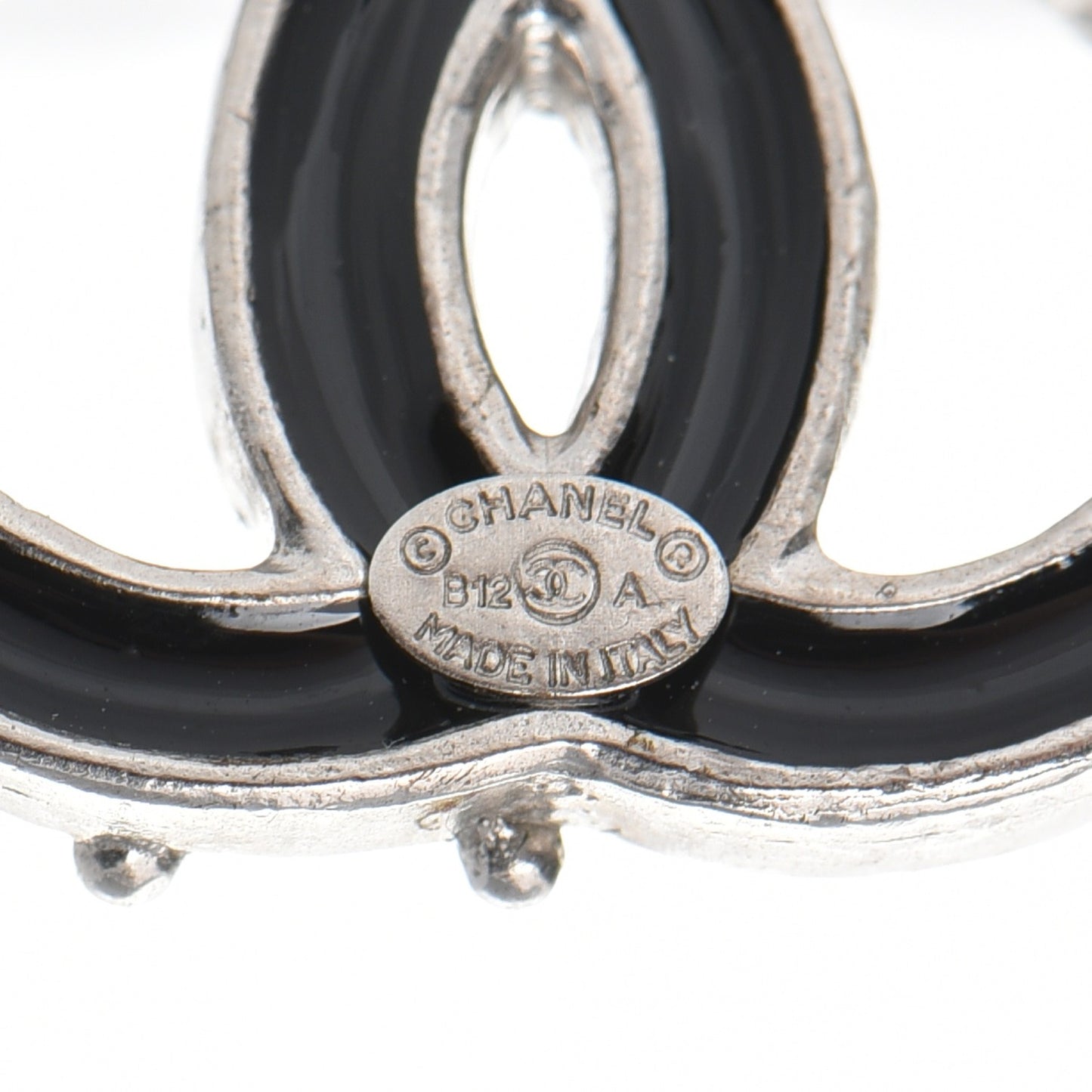 Enamel CC Earrings Black Silver