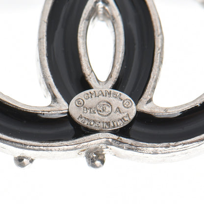 Chanel Enamel CC Earrings Black Silver 5 of 6