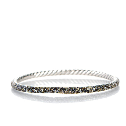 David Yurman Sterling Silver Black Diamond 4mm Midnight Melange Bangle Bracelet 3 of 4