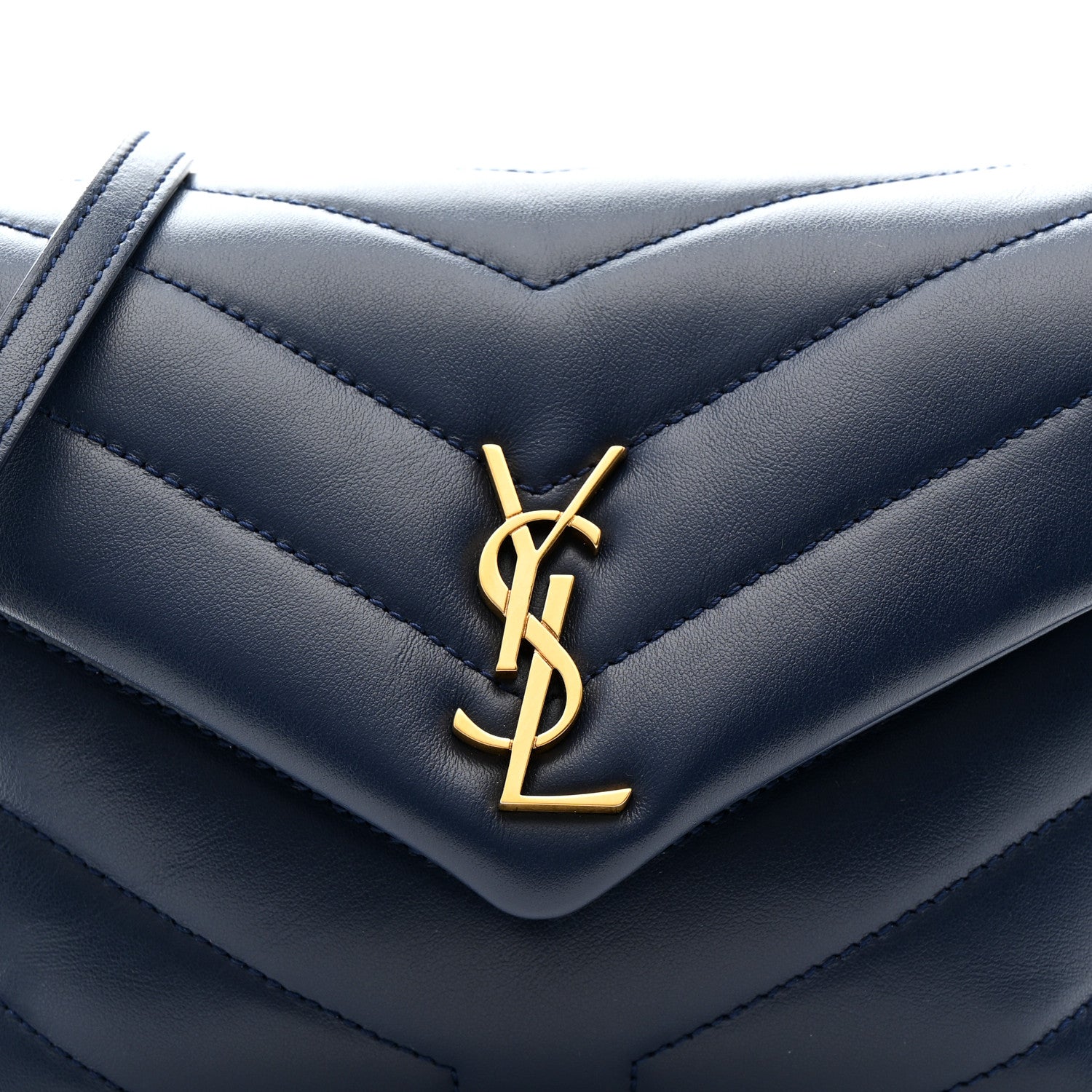 Saint Laurent Calfskin Y Quilted Monogram Toy Loulou Crossbody Bag Blue Charron 9 of 12