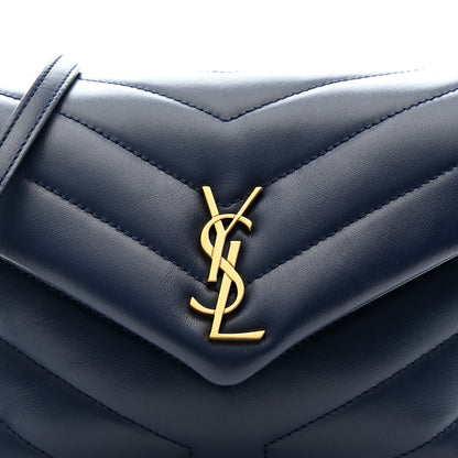 Saint Laurent Calfskin Y Quilted Monogram Toy Loulou Crossbody Bag Blue Charron 9 of 12