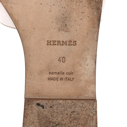 Hermes Box Calfskin Oran Sandals 40 White 6 of 10