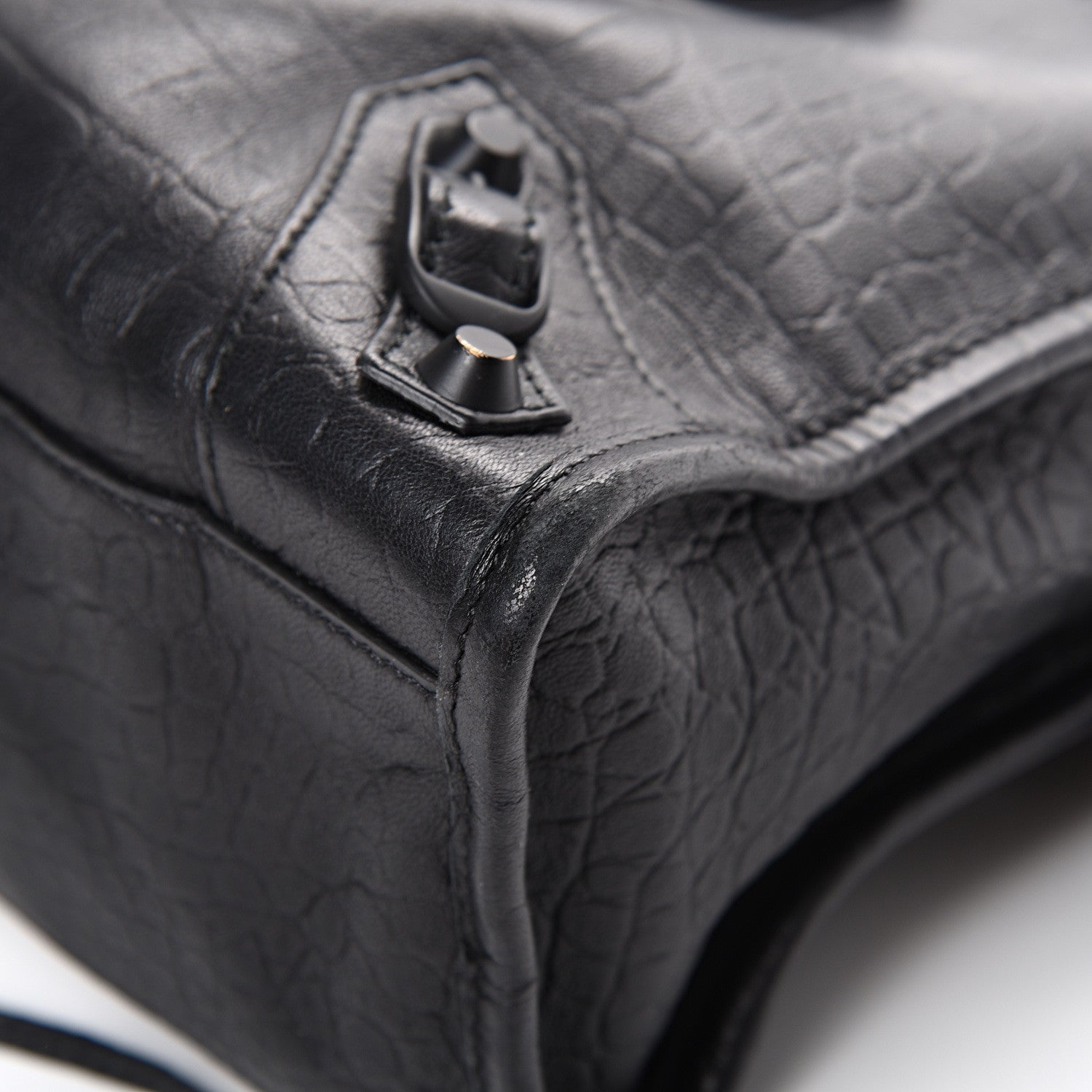 Balenciaga Matte Supple Lambskin Crocodile Embossed Classic Black Hardware S City Black 10 of 12