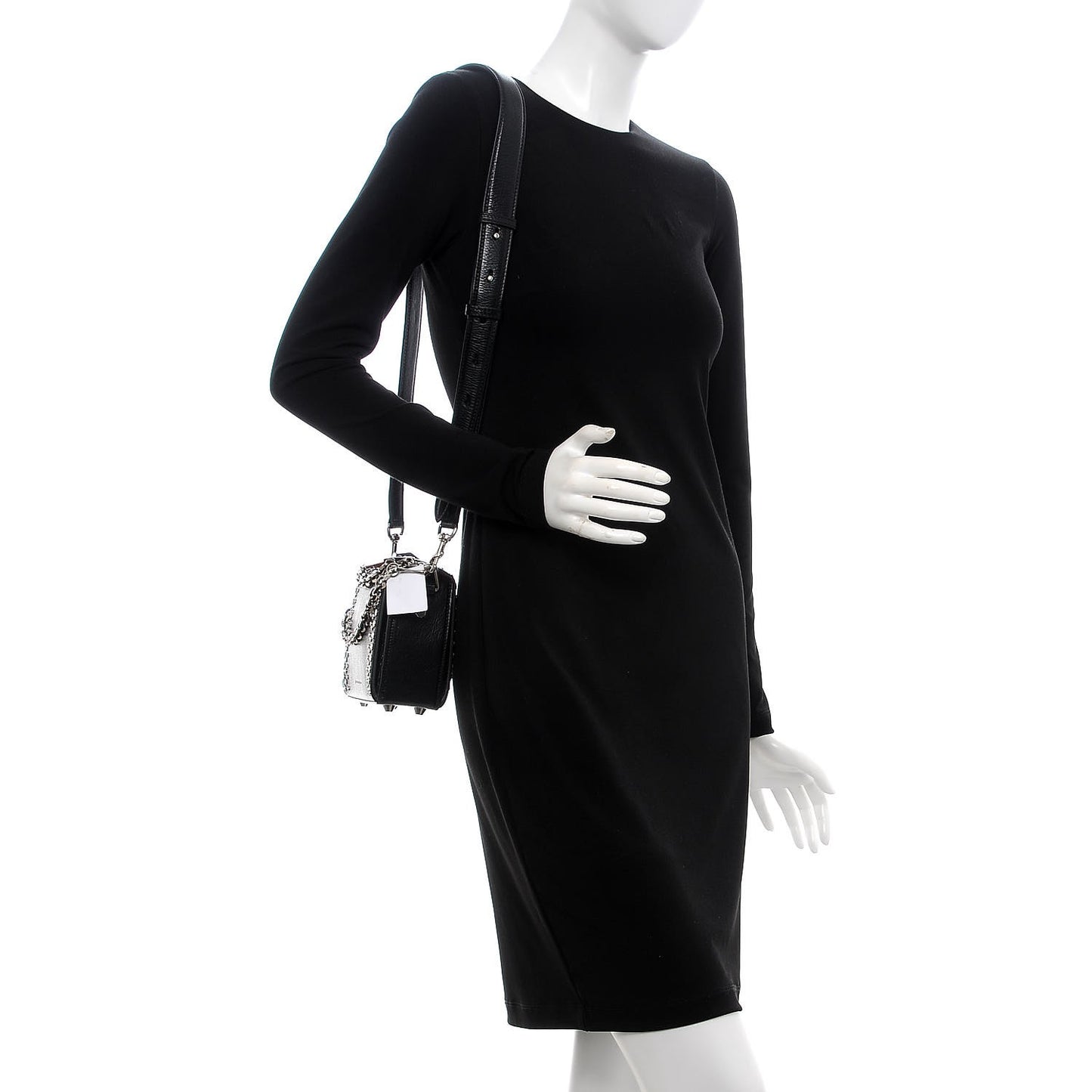Grained Calfskin Studded Box Shoulder Bag 16 Black
