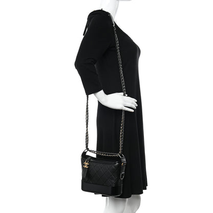 Chanel Aged Calfskin Quilted Small Gabrielle Hobo Black 2 of 12