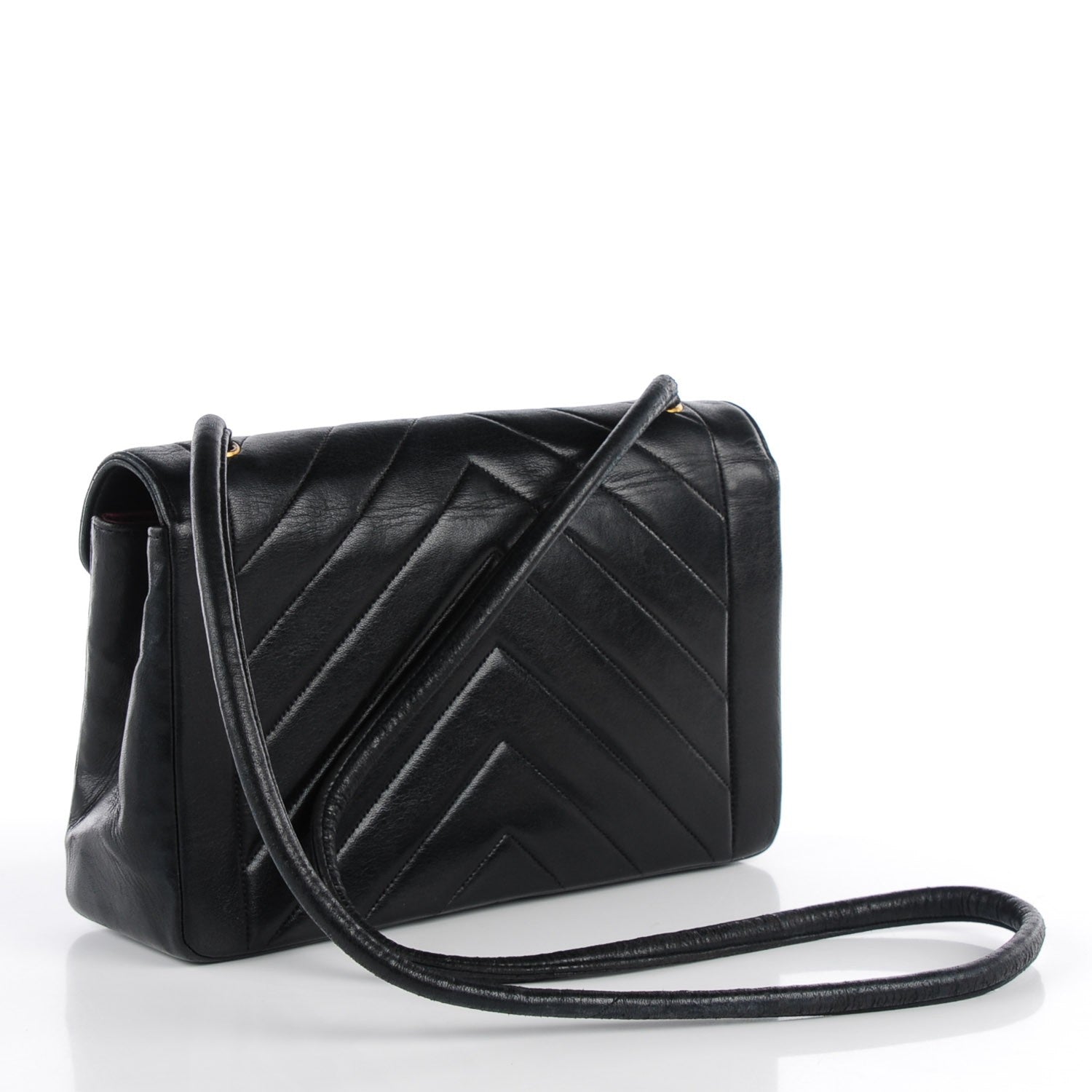 Chanel Lambskin Chevron Medium Single Flap Black 3 of 10