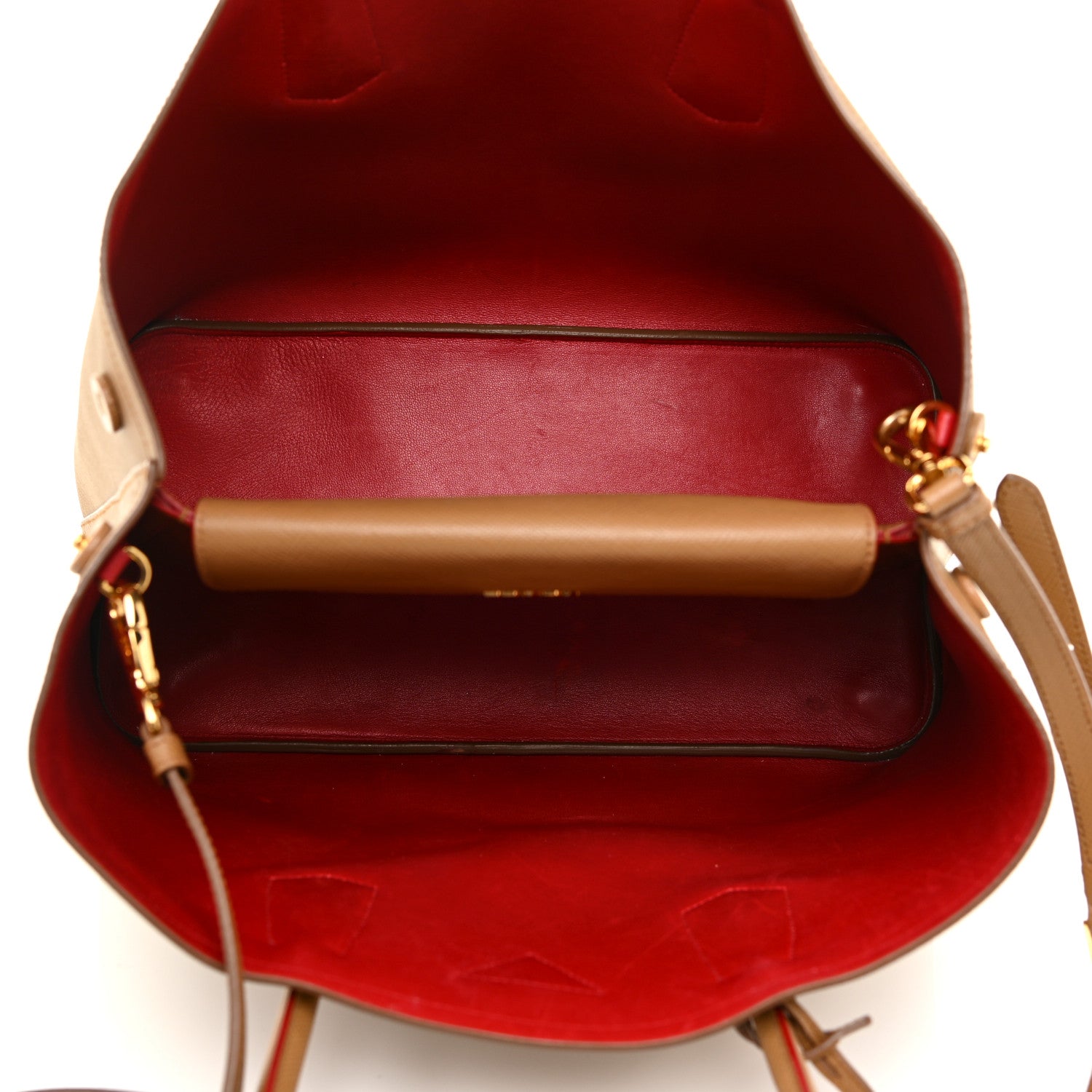 Prada Saffiano Cuir Large Double Bag Caramel Fuoco 5 of 19