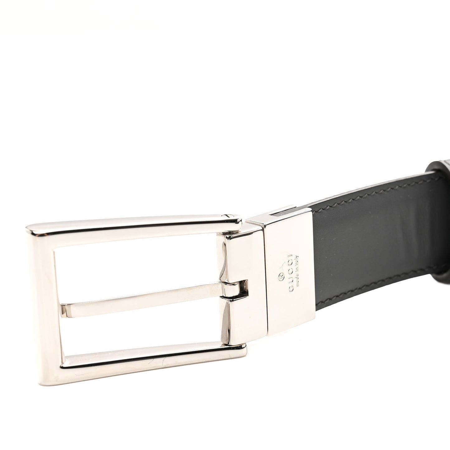 Selleria Calfskin GG Supreme Monogram Reversible Belt 80 32 Graphite Grey Black