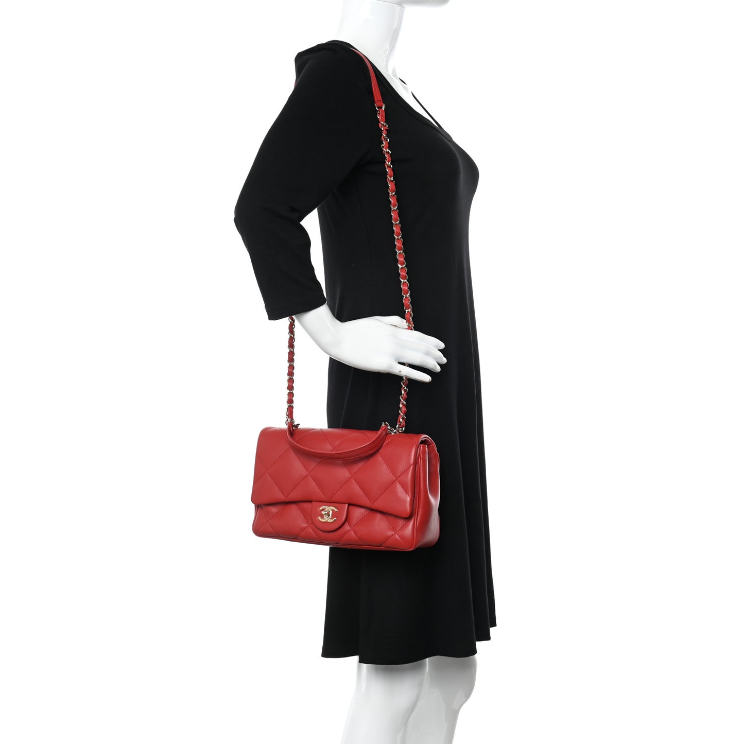 Lambskin Quilted Easy Carry Flap Red