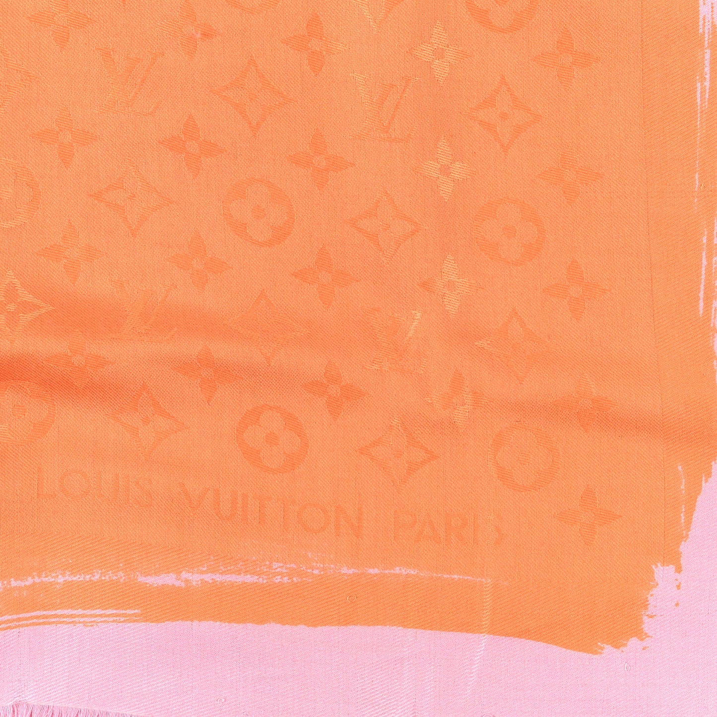 Silk Wool Monogram Arty Shawl Orange Pink