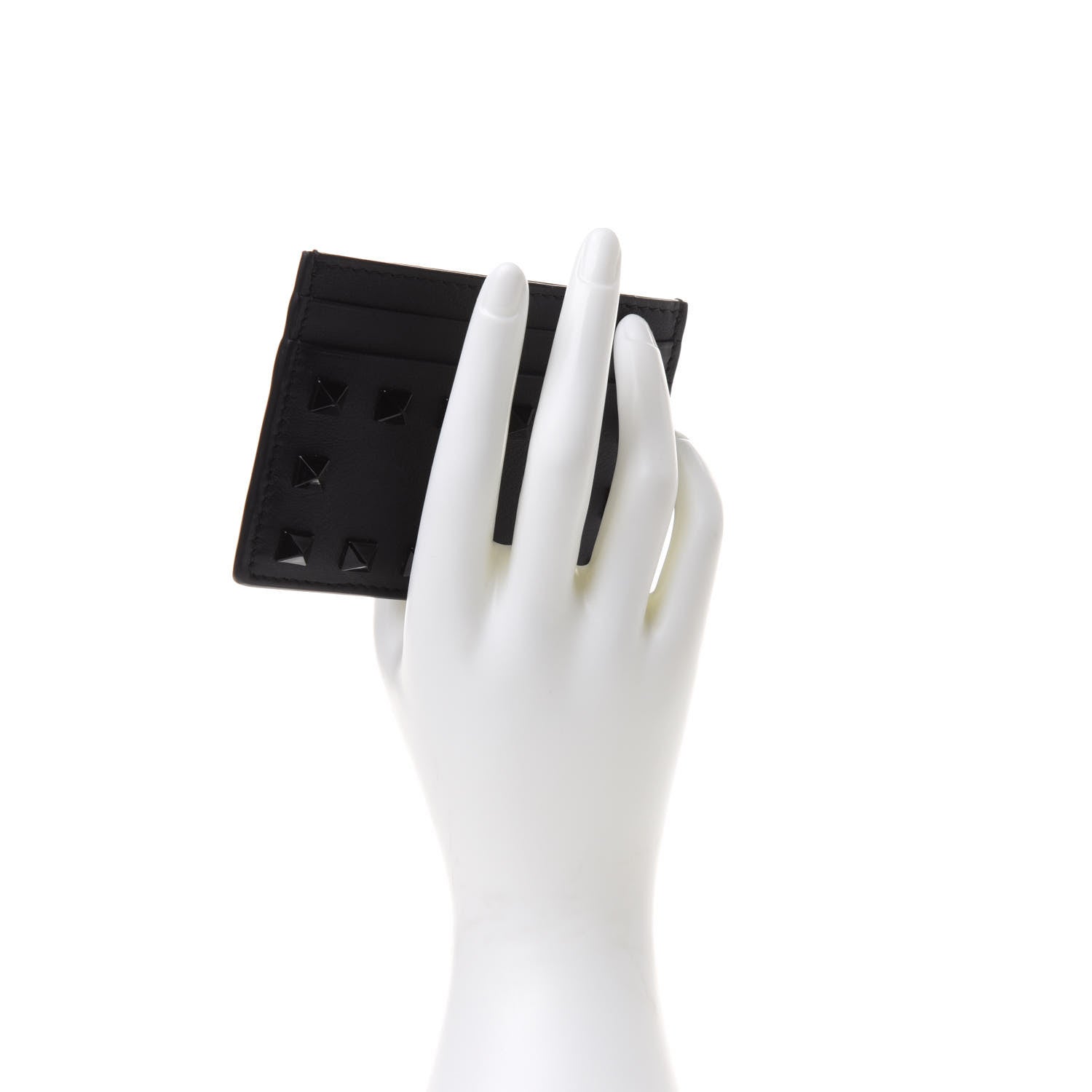 Valentino Garavani Vitello Rockstud Card Holder Black 2 of 8