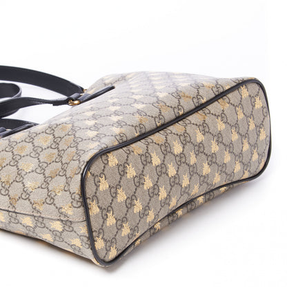 Gucci Soft GG Supreme Monogram Bees Small Crossbody Tote Beige Oro Black 7 of 8