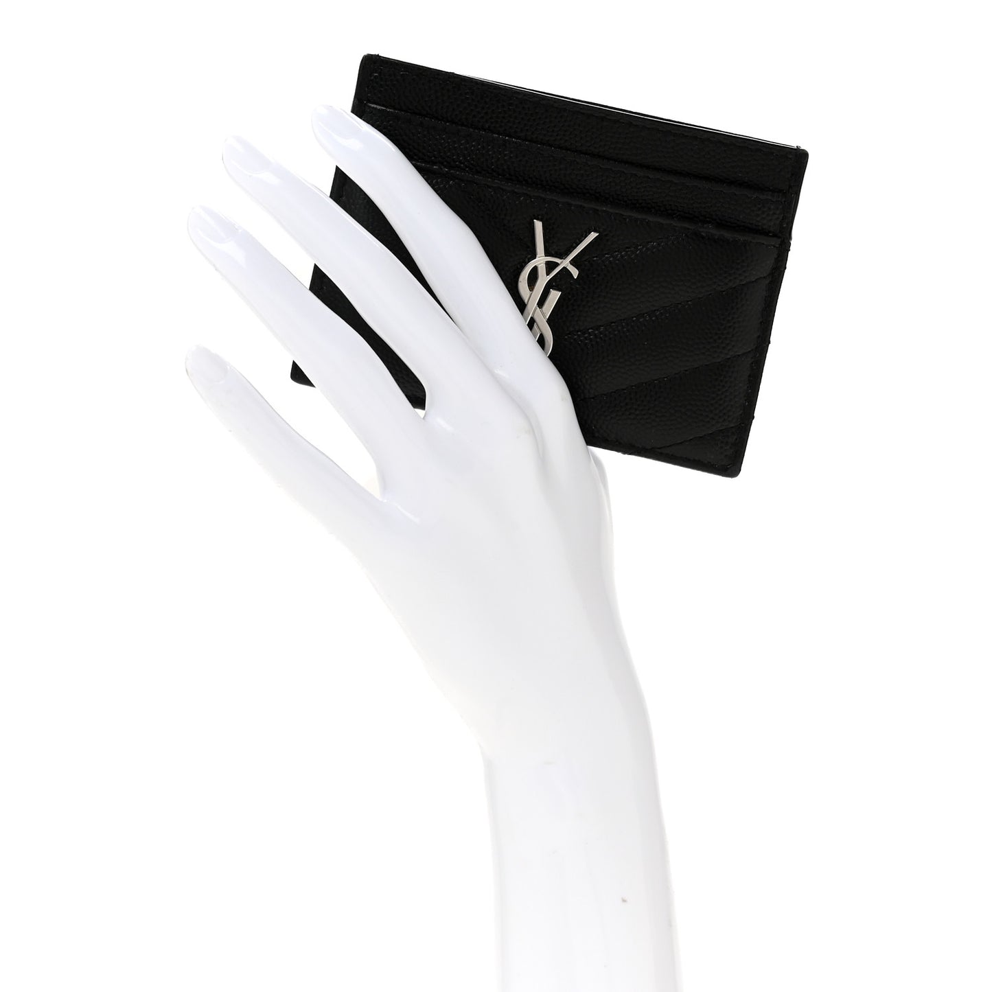 Grain De Poudre Matelasse Chevron Monogram Credit Card Case Black