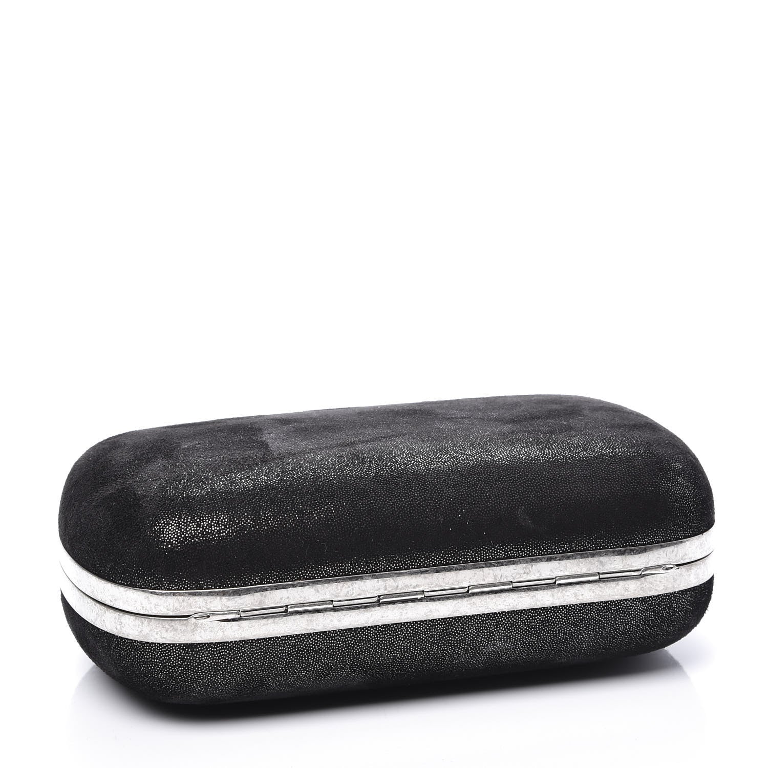 Alexander McQueen Metallic Suede Skull Box Clutch Black 3 of 9