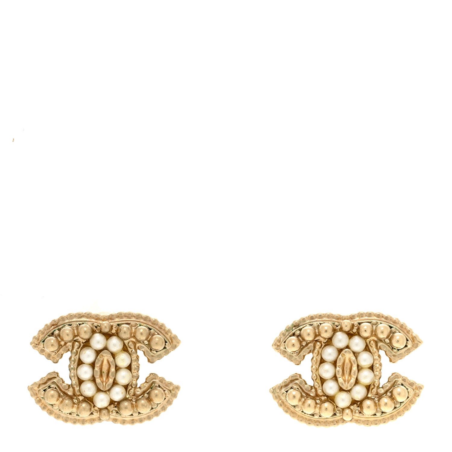 Chanel Metal Pearl CC Earrings Gold 1 of 4