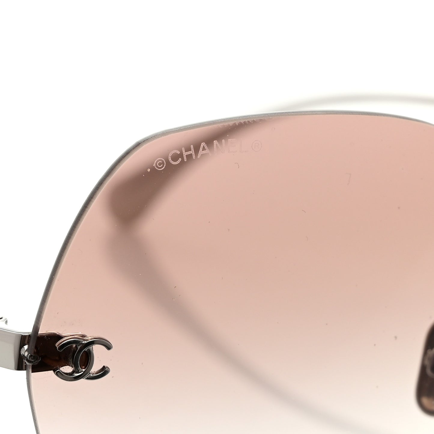Titanium Rimless Square Sunglasses 4271-T Silver Brown