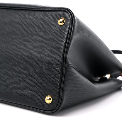 Prada Saffiano Cuir Medium Double Bag Black Fuoco 8 of 10