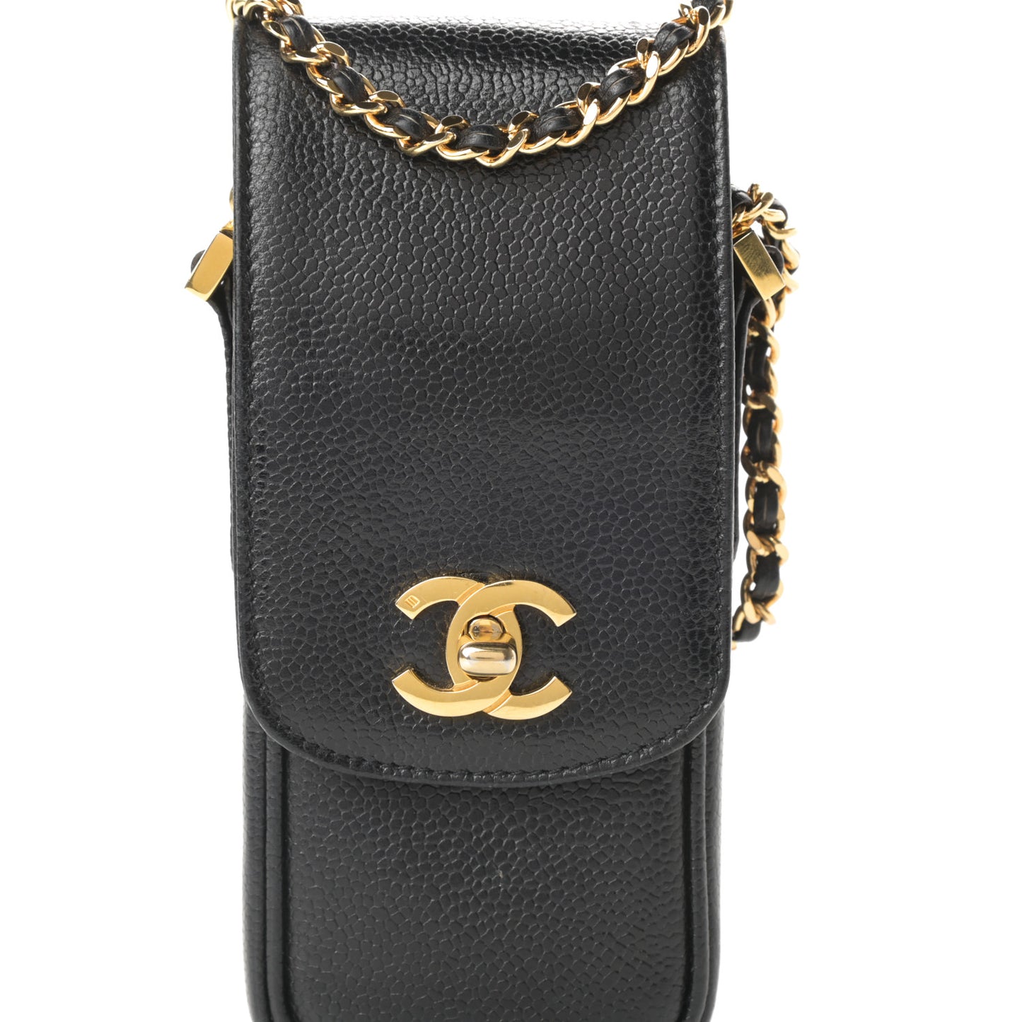 Caviar Phone Holder Crossbody Black