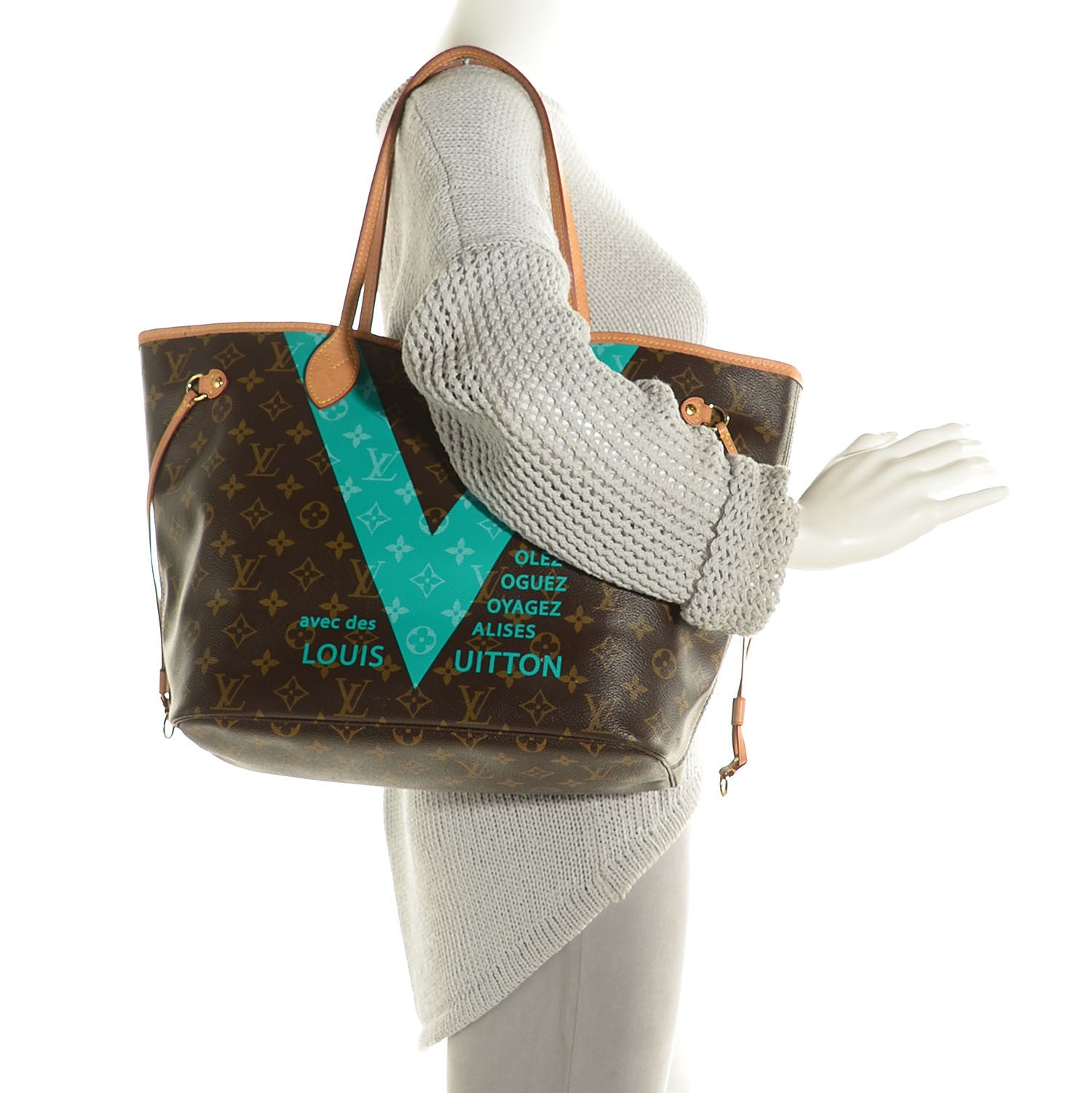 Louis Vuitton Monogram V Neverfull MM Turquoise 2 of 8
