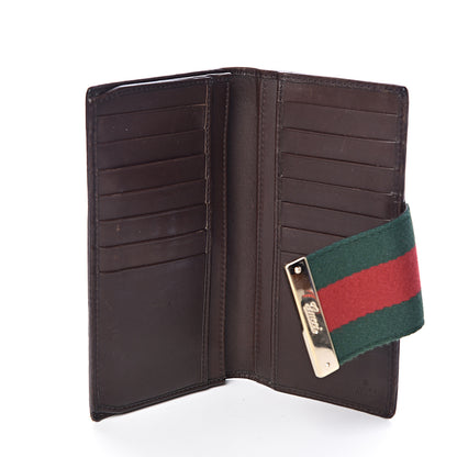 Gucci Monogram Calfskin Ladies Web Continental Wallet Beige Ebony Cocoa 7 of 9