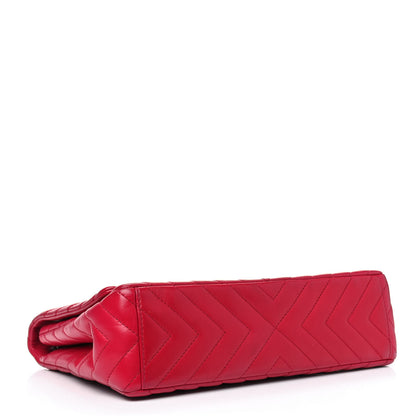 Chanel Lambskin Chevron Quilted Maxi Single Flap Dark Pink 3 of 9