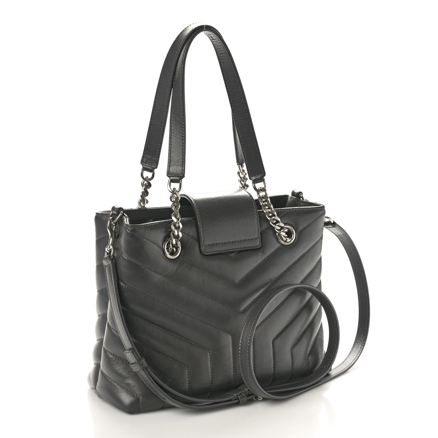 Calfskin Y Quilted Monogram Small Loulou Shopper Grey