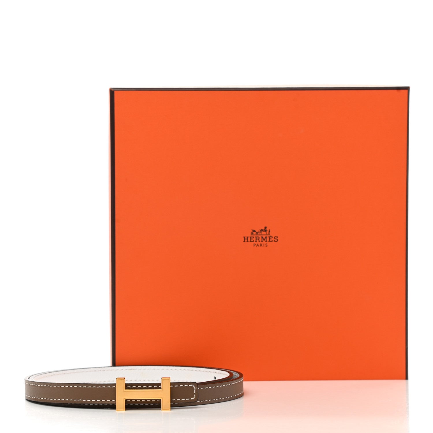 Hermes Epsom Swift 13mm Focus Belt 75 Etoupe White 9 of 9