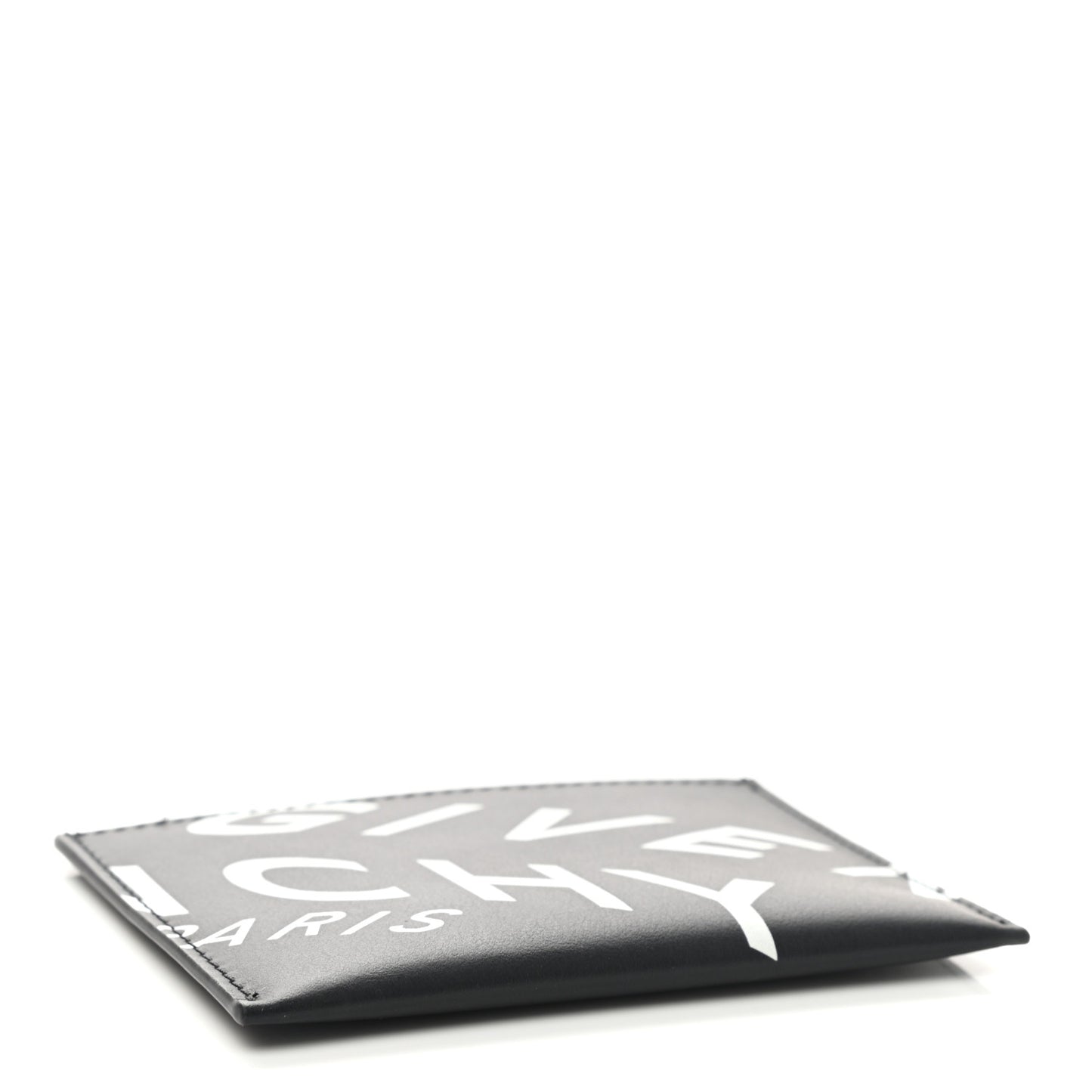 Calfskin Logo Printed Card Holder Black