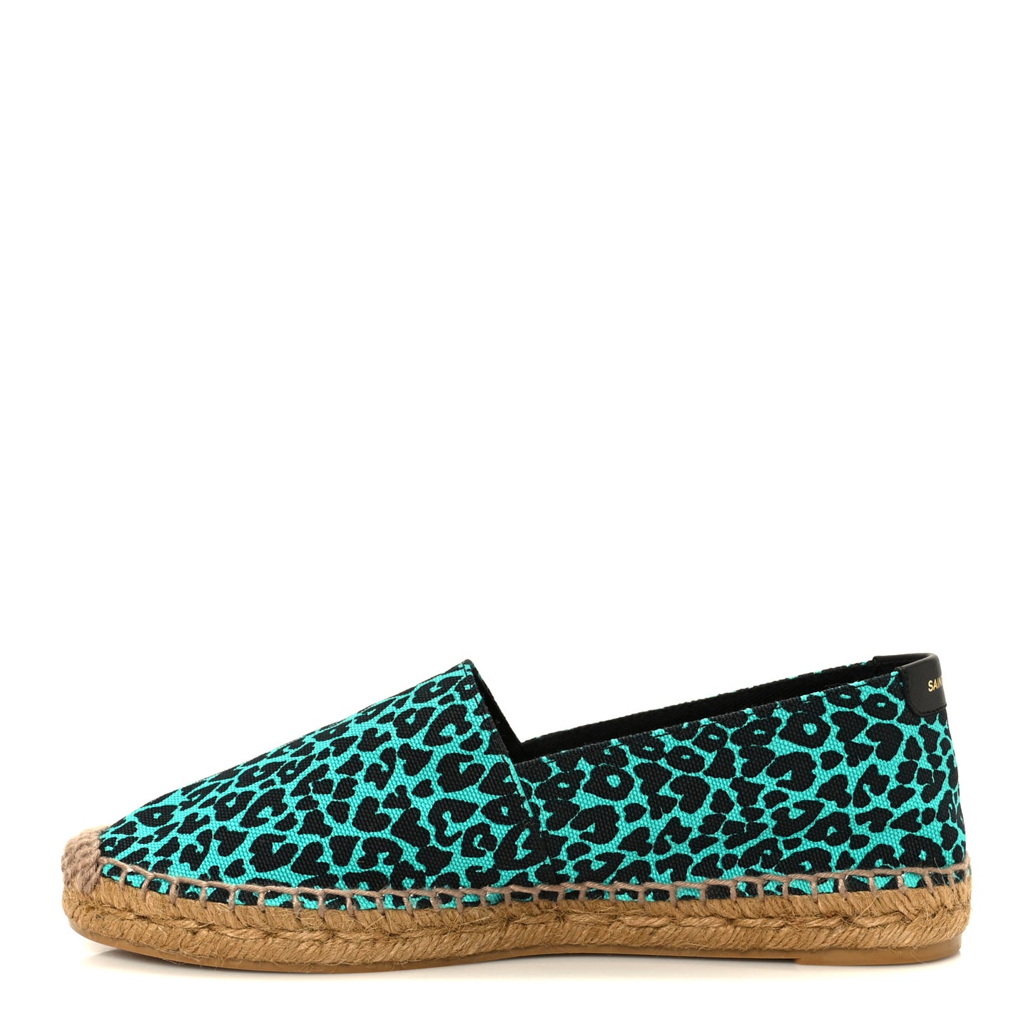 Canvas Leopard Print Espadrilles 37 Aqua Black