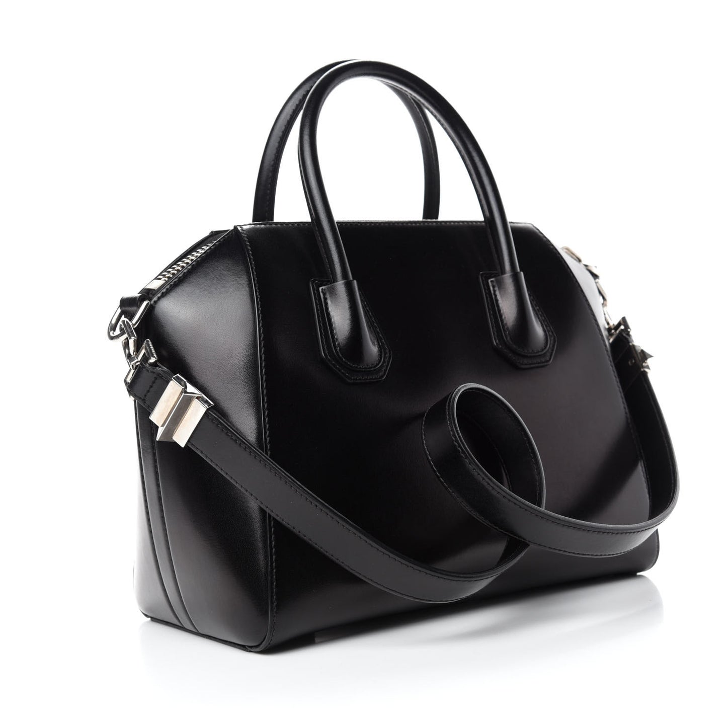 Shiny Lord Calfskin Small Antigona Black