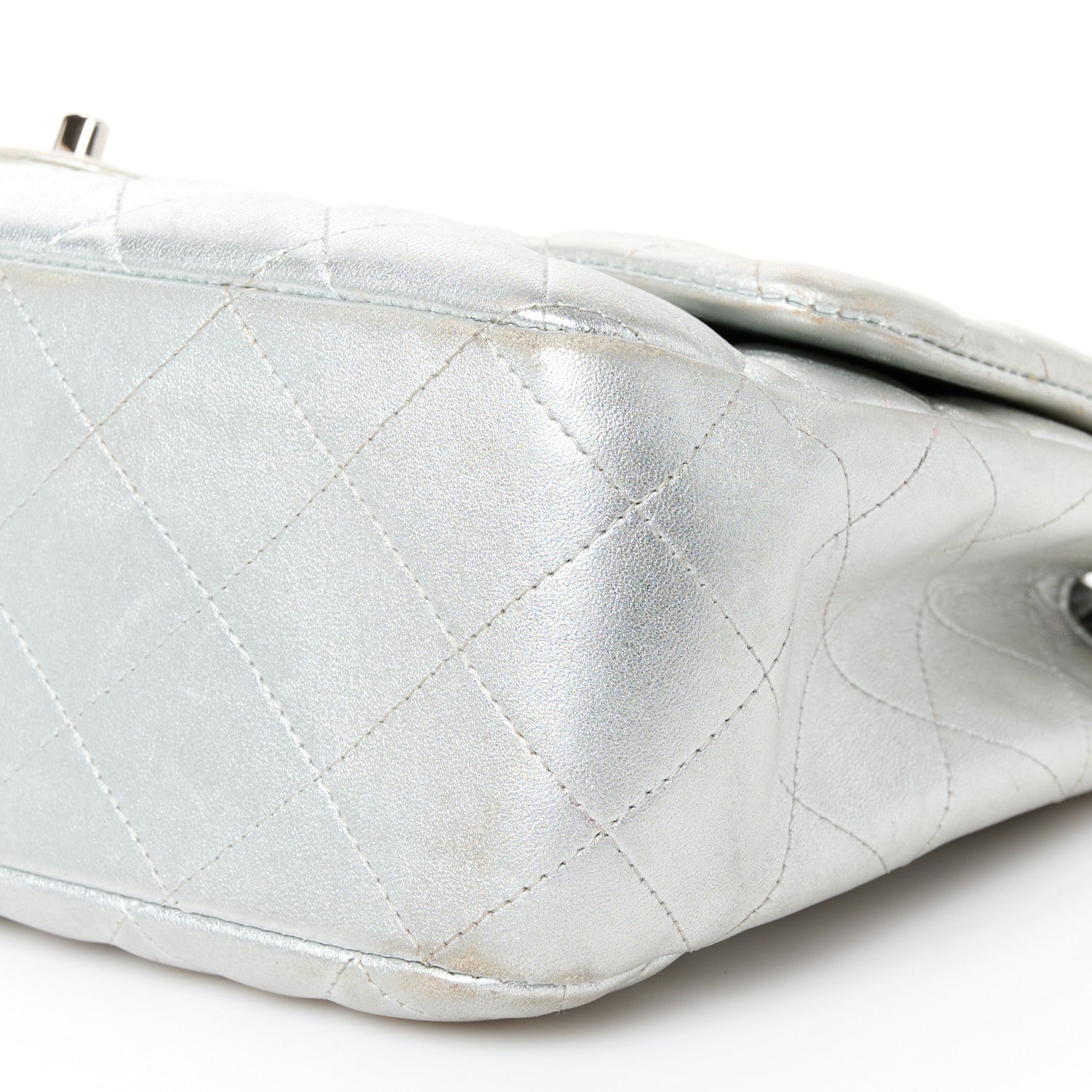 Chanel Metallic Lambskin Quilted Jumbo Single Flap Silver 11 of 11