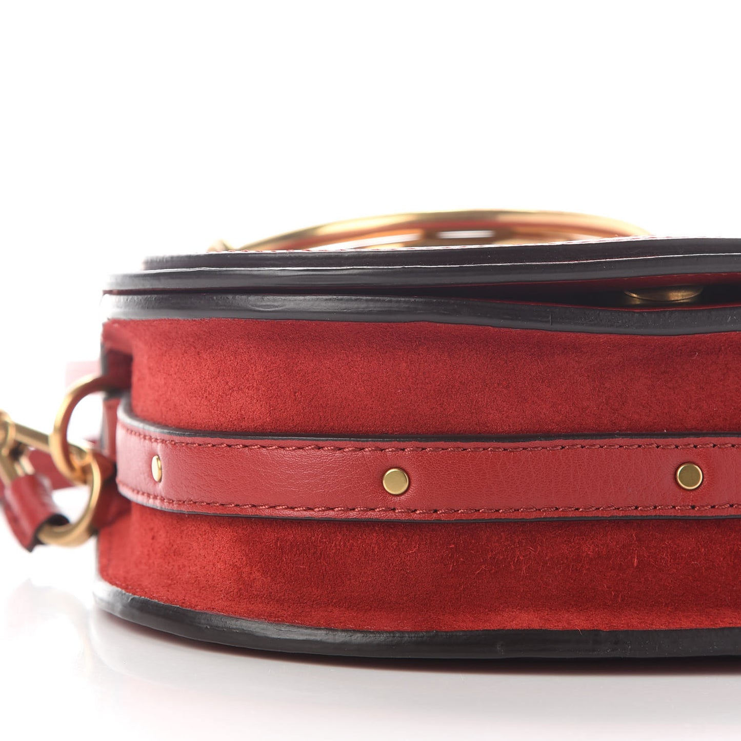 Calfskin Suede Small Nile Bracelet Bag Intense Red