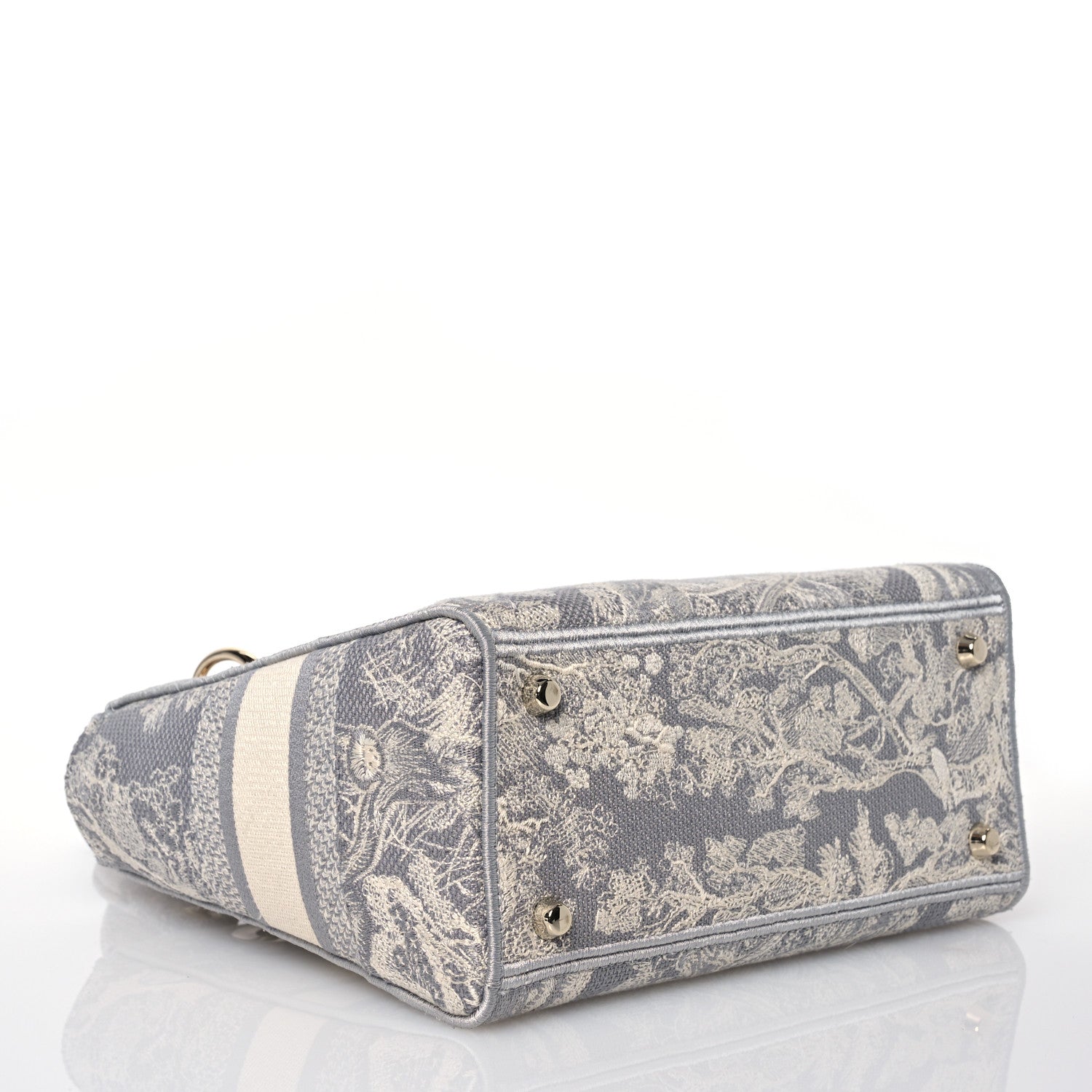 Christian Dior Canvas Toile De Jouy Reverse Embroidered Medium Lady D-Lite Gray 4 of 11