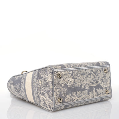 Christian Dior Canvas Toile De Jouy Reverse Embroidered Medium Lady D-Lite Gray 4 of 11