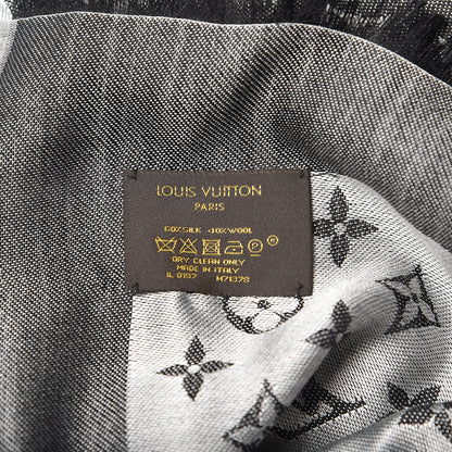 Louis Vuitton Wool Silk Monogram Denim Shawl Black 3 of 5