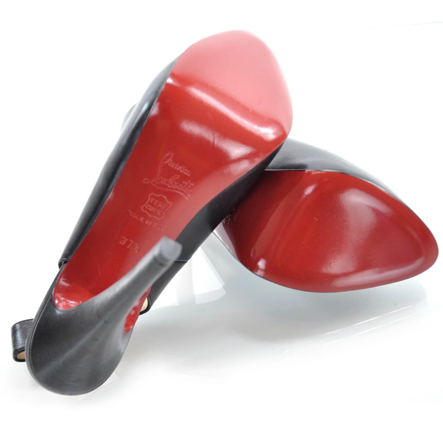 Christian Louboutin Leather Somewhere Slingback Heels 37.5 Black 4 of 6