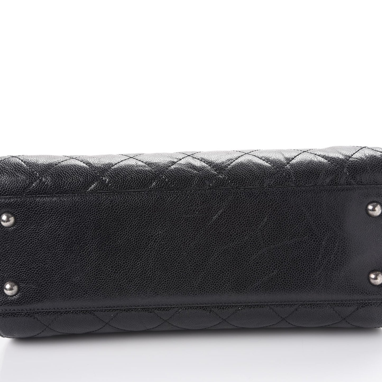 Crumpled Grained Calfskin Quilted CC Crave Tote Black