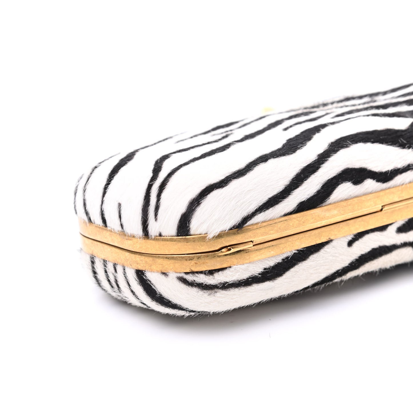 Calf Hair Zebra Print Knuckle Box Clutch