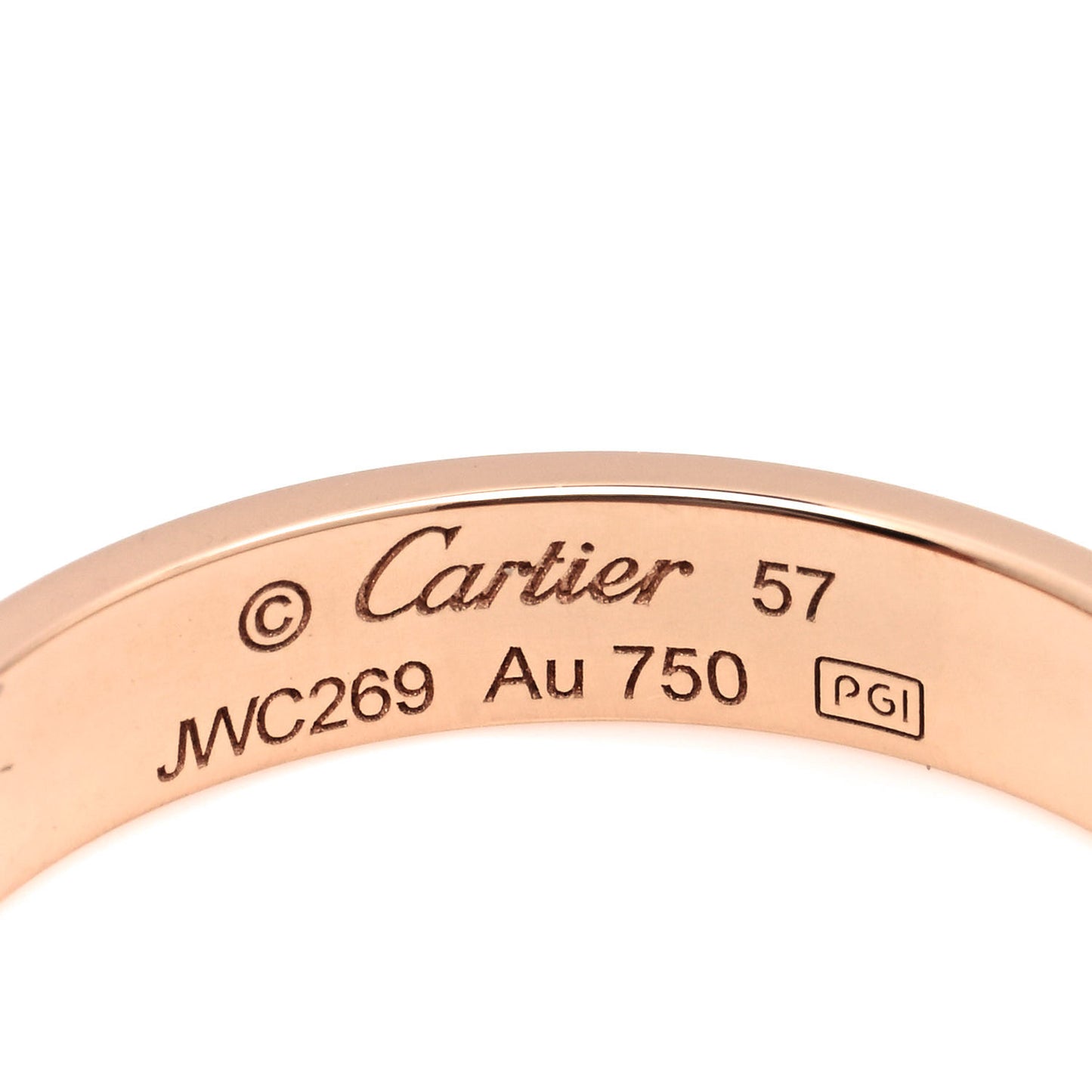 18K Pink Gold 3.5mm LOVE Wedding Band Ring 57 8