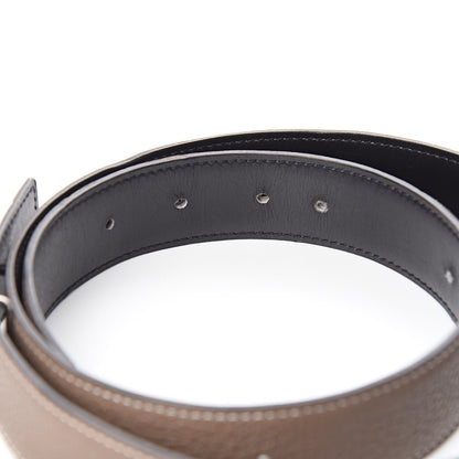 Hermes Box Togo 32mm H Belt 85 Black Etoupe 4 of 10