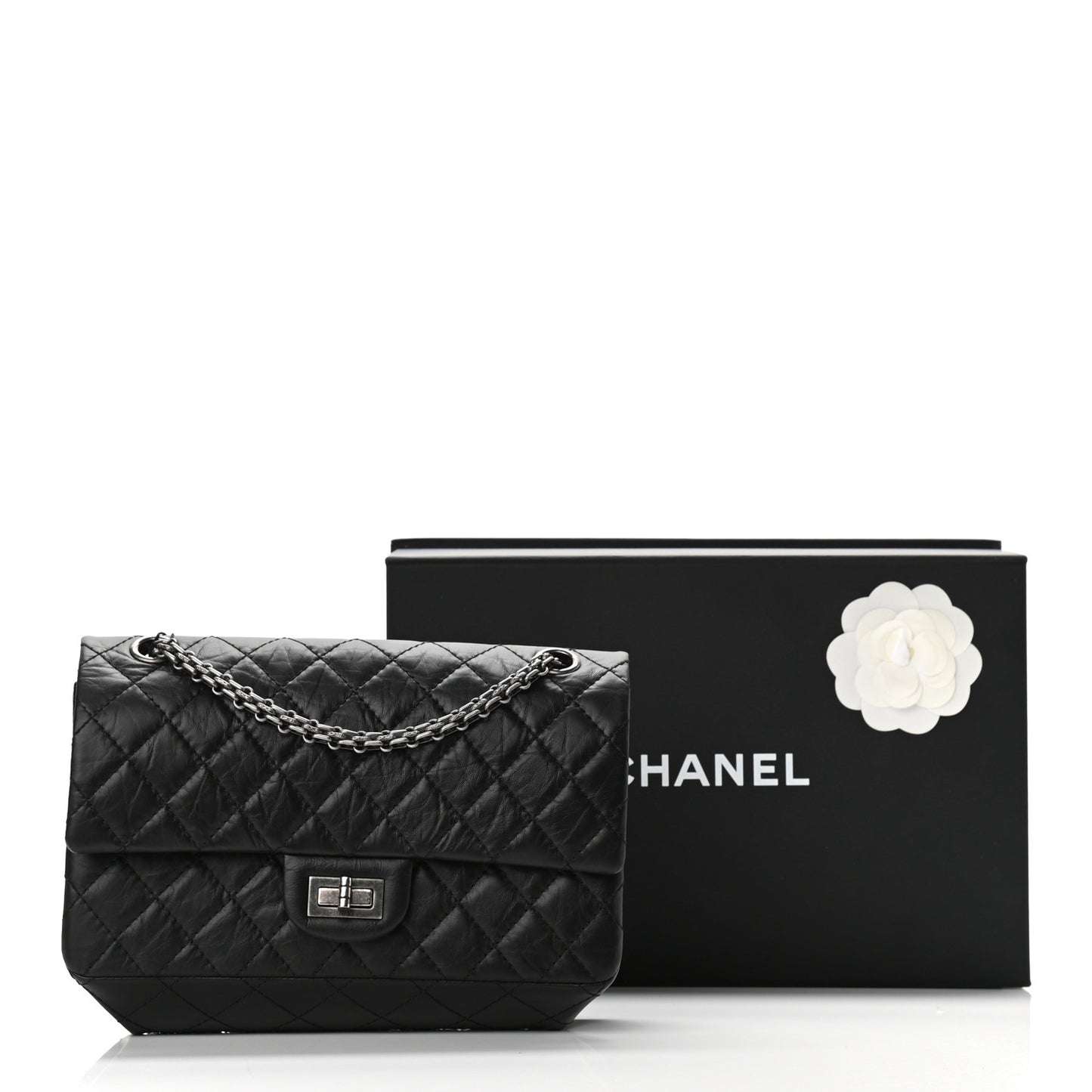 Aged Calfskin Quilted 2.55 Reissue 225 Flap Black